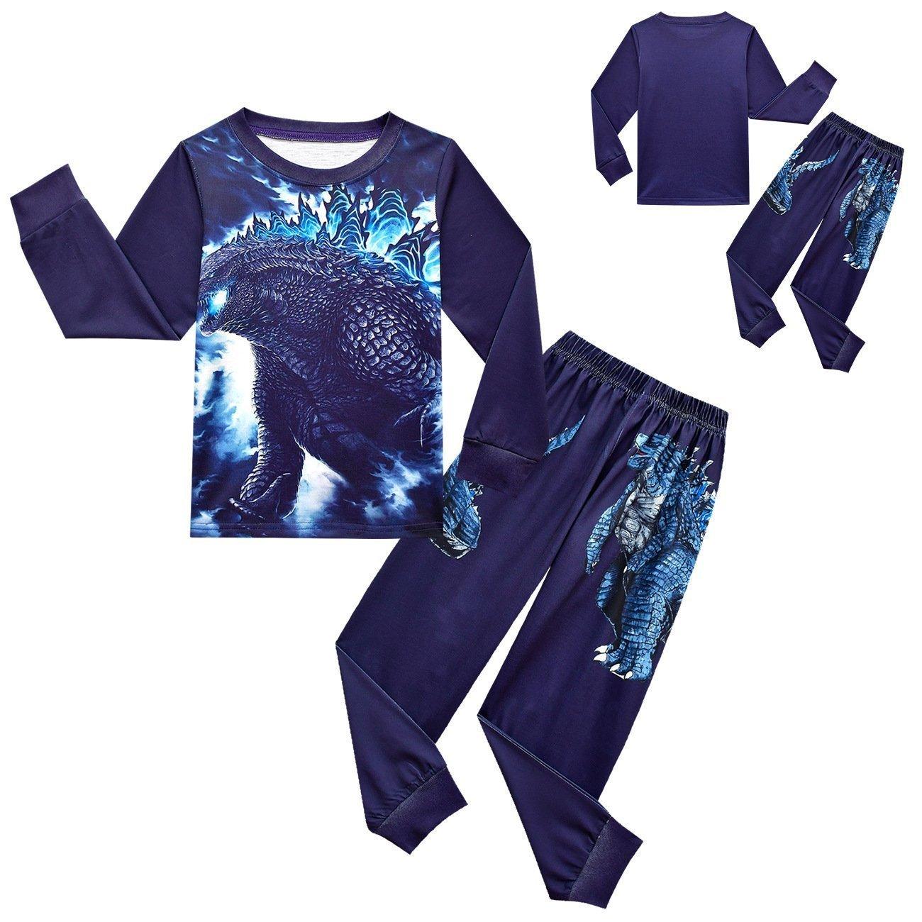 Godzilla Vs Kong Printed Two - piece Boy Long - sleeved Trousers Pajamas - Pajamasbuy