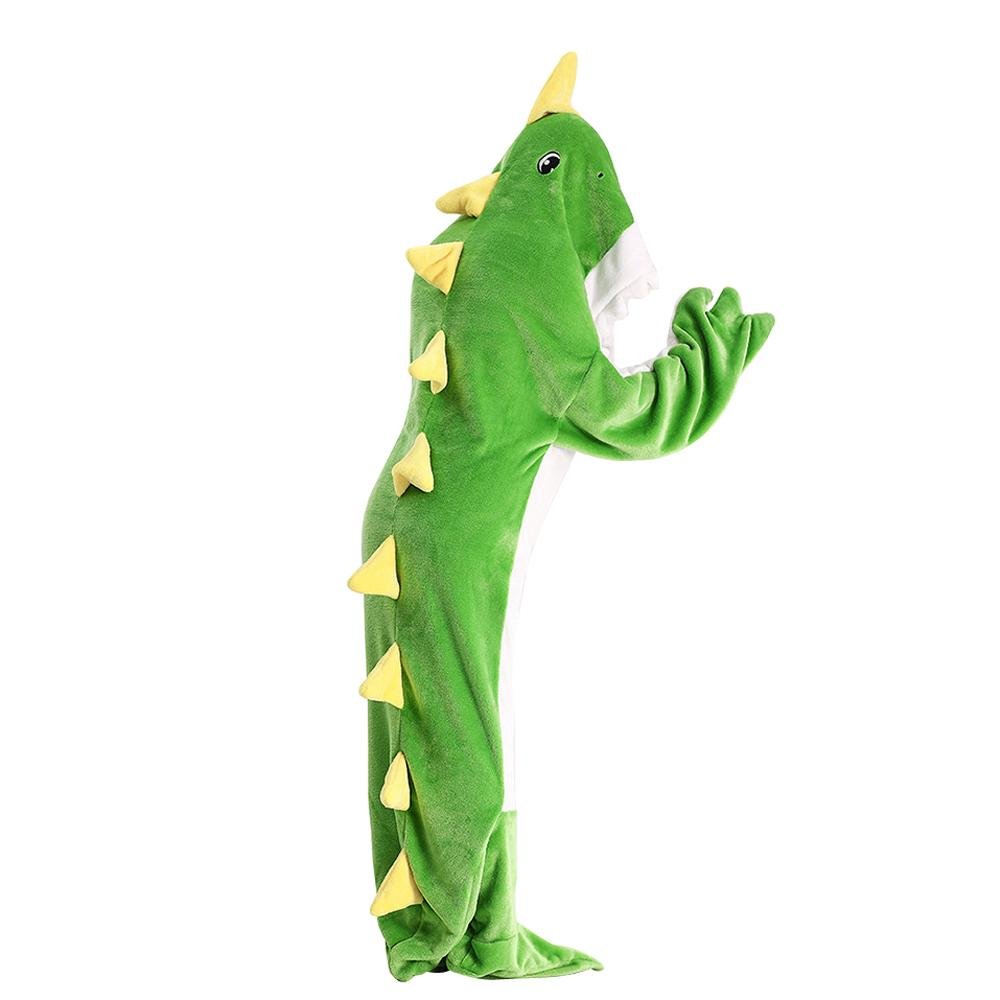 BuyGreen Dinosaur Animal Sleeping Bag Loose Onesies Pajamas Adult Super Soft Fleece Hoodie Now Cheaper With 3 - 5 Days Ship - PajamasBuy