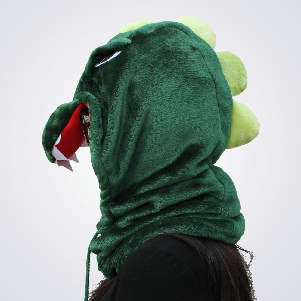 Green Dinosaur Kigurumi Neck warmer Hooded animal hat - Pajamasbuy