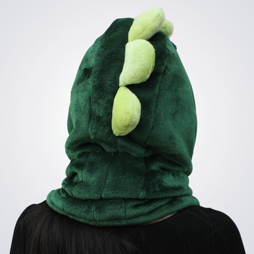 Green Dinosaur Kigurumi Neck warmer Hooded animal hat - Pajamasbuy