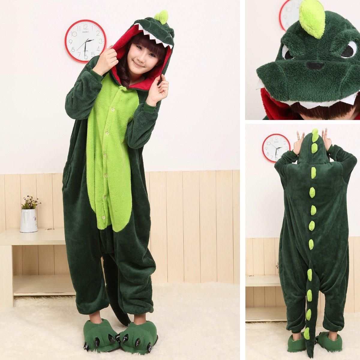 Green Dinosaur Onesie Hoodie Pajamas Animal Costume Kigurumi - Pajamasbuy