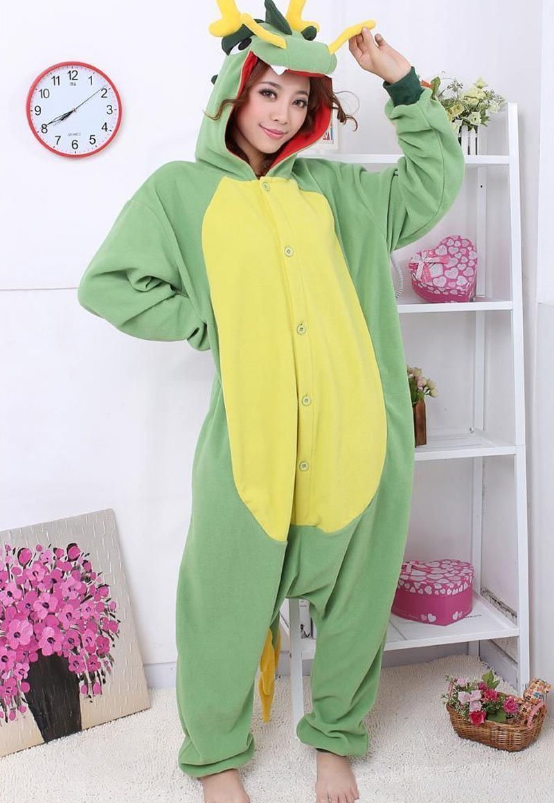 BuyGreen Dragon Onesies Hoodie Costume Kigurumi Pajamas Now Cheaper With 3 - 5 Days Ship - PajamasBuy