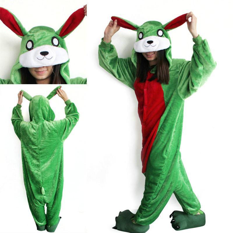 Green Rabbit Onesies Hoodie Pajamas Animal Easter Costume Kigurumi - Pajamasbuy