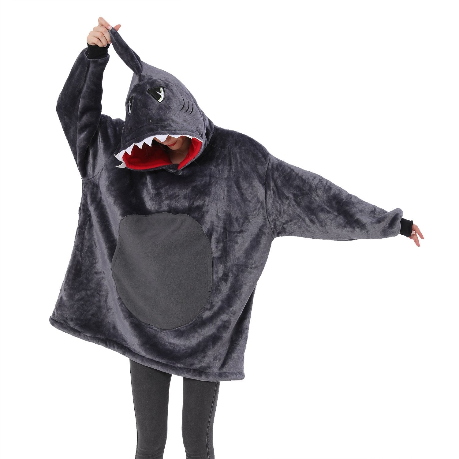 BuyGrey Shark Animals Costume Keep Warm Cozy Lazy TV Blanket Pajamas Now Cheaper With 3 - 5 Days Ship - PajamasBuy