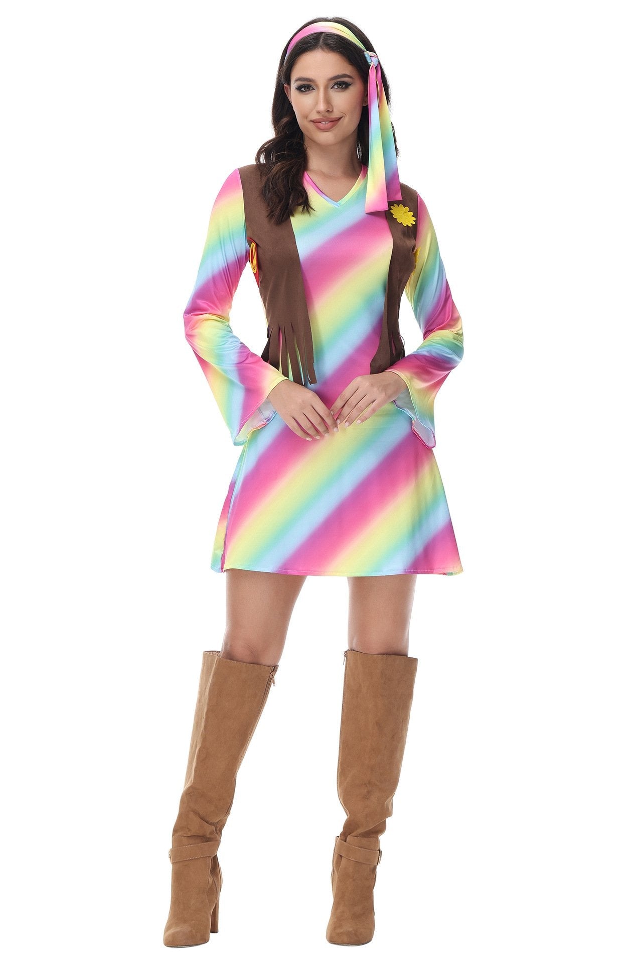 BuyHalloween cosplay Adult retro 70s disco Hippie Fancy Dress Costume Now Cheaper With 3 - 5 Days Ship - PajamasBuy