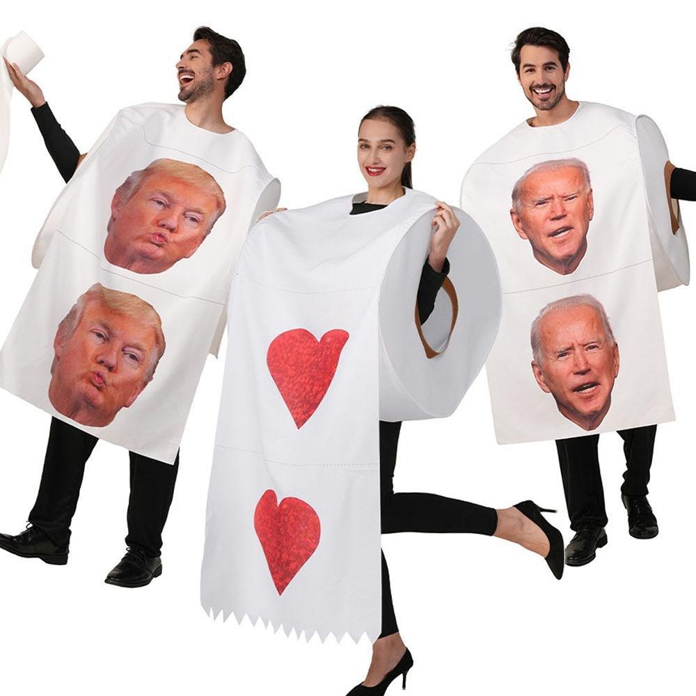 Halloween Couples Parody Toilet Paper Coat Heart Print Costume - Pajamasbuy