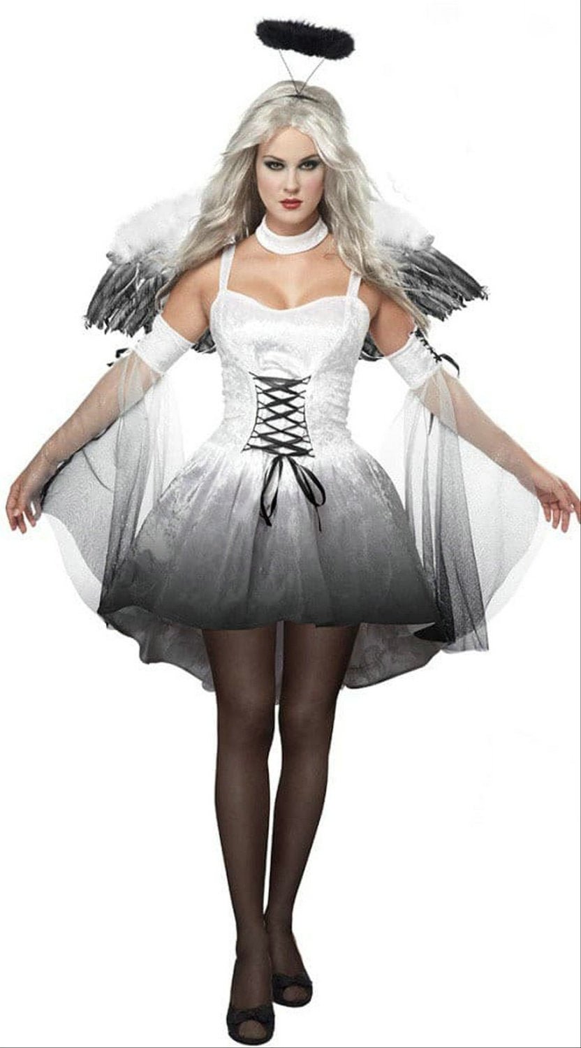 BuyHalloween Party Masquerade Black White Angel Outfits Cosplay Costume Now Cheaper With 3 - 5 Days Ship - PajamasBuy