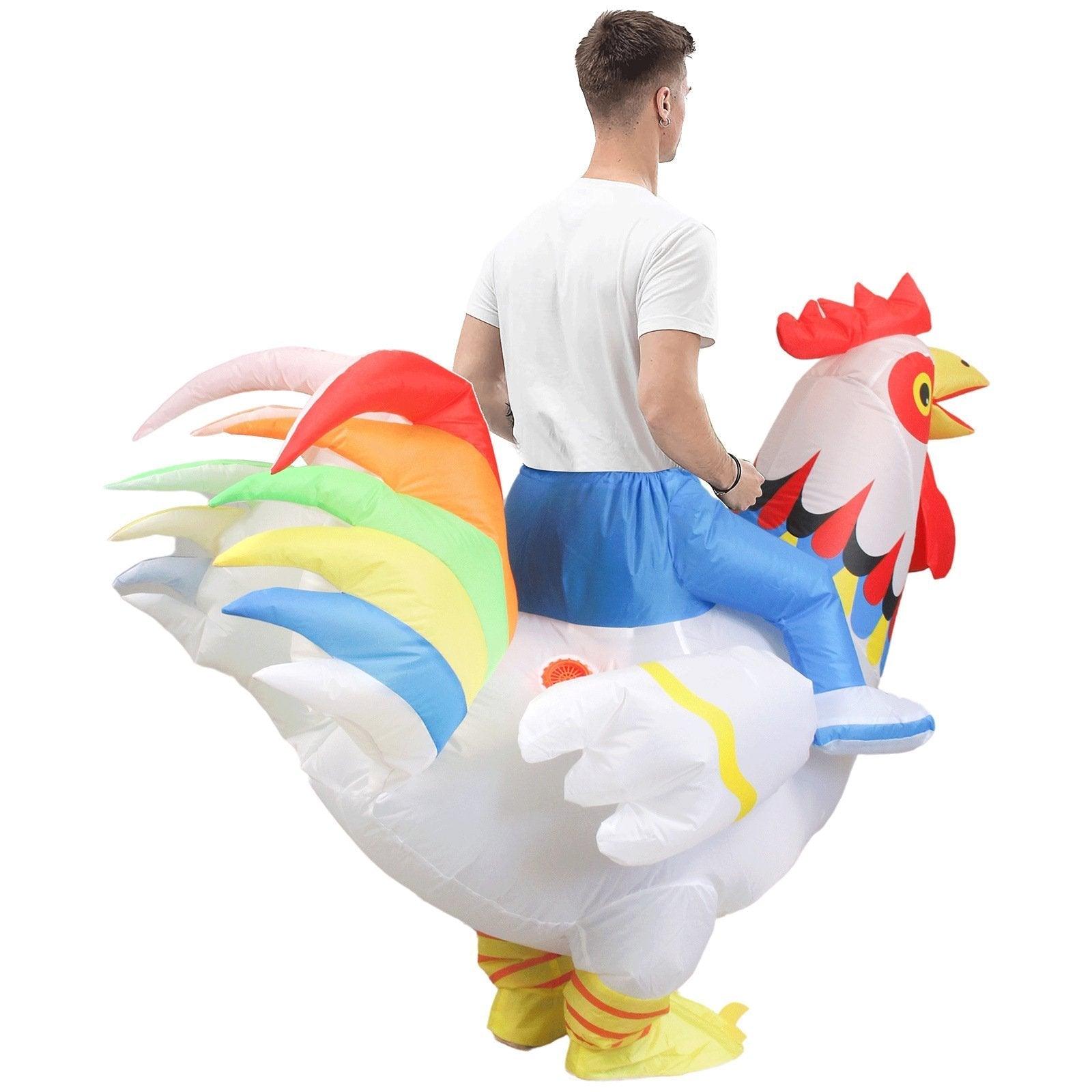 Hilarious Inflatable Red and White Rooster Costume Adult Halloween Party Mascot Outfit - Pajamasbuy