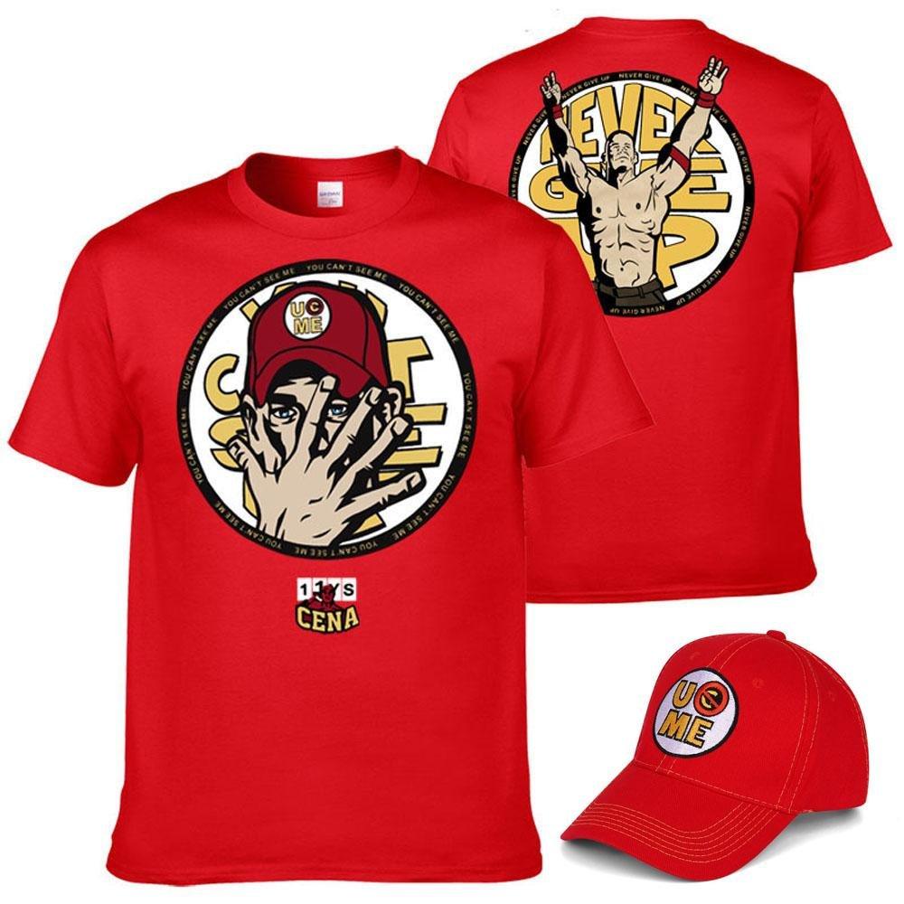 John Cena Costume Set With T-shirt Hat for Adult Kids Boys - Pajamasbuy