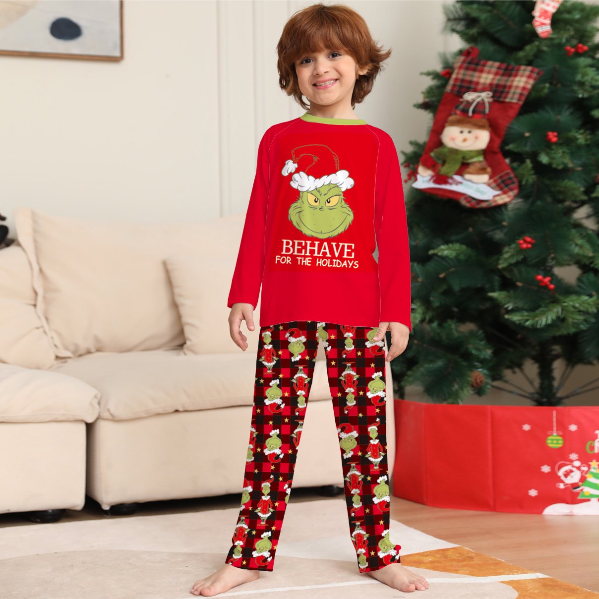 Grinch Letter Christmas Family Couples Matching Pajamas Party Sets