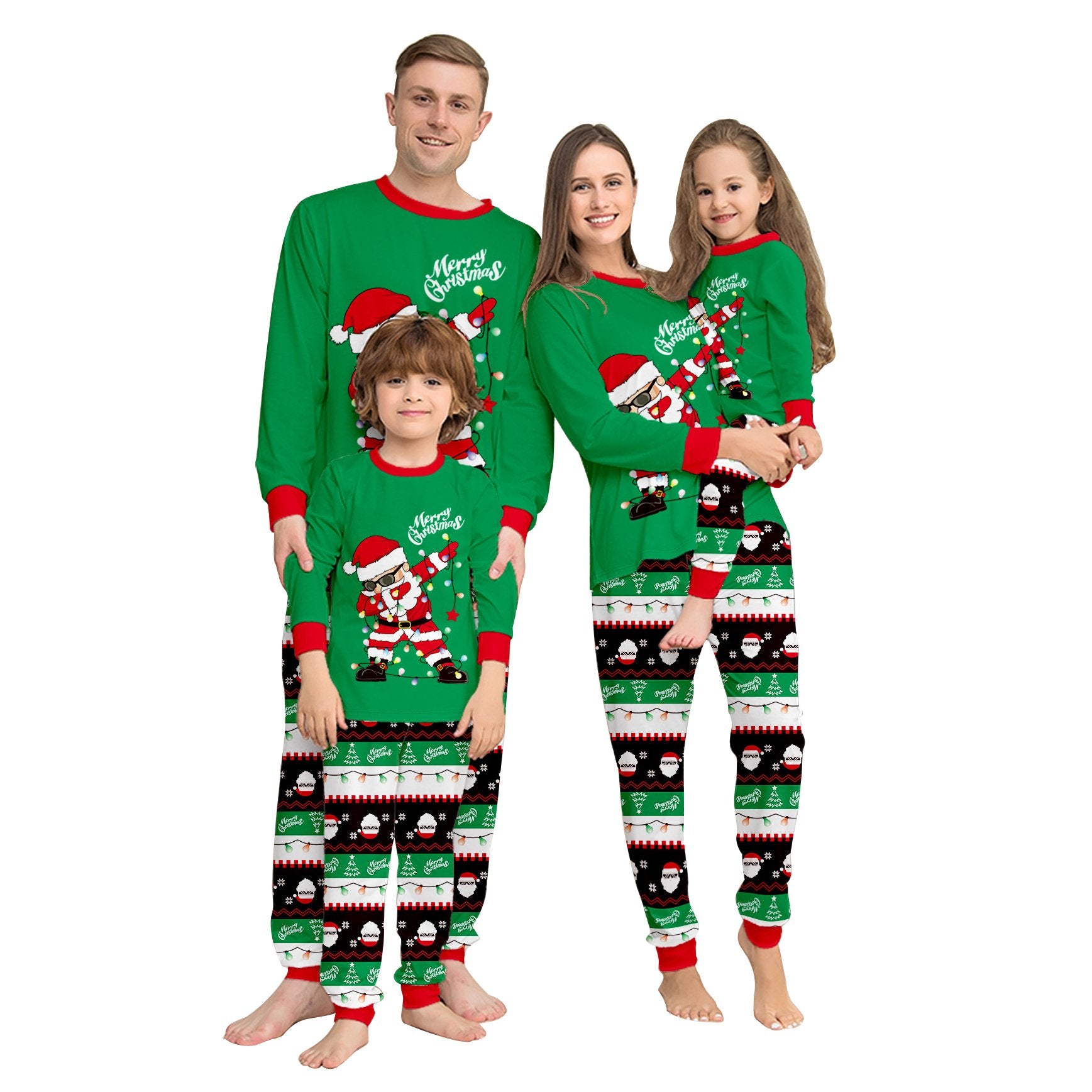 Christmas Family Matching Pajamas with Santa Claus Print Adults Kids Babies Christmas Costumes