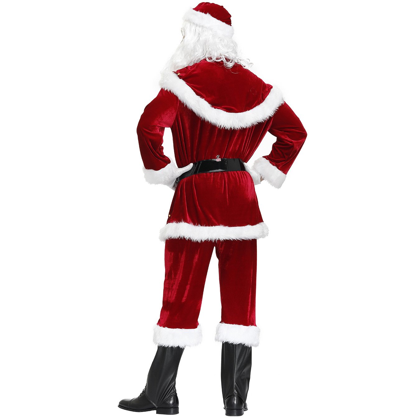 Men Santa Claus Costume Deluxe Christmas Costume Outfit Set-Pajamasbuy