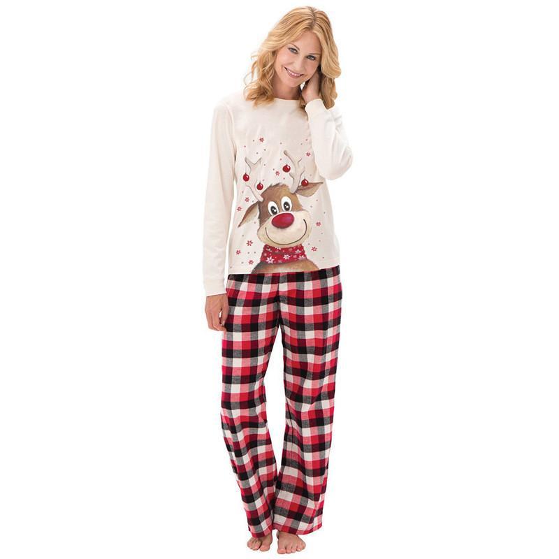 Family Matching Senta Elk Printed Long Sleeve Christmas Pajamas Set