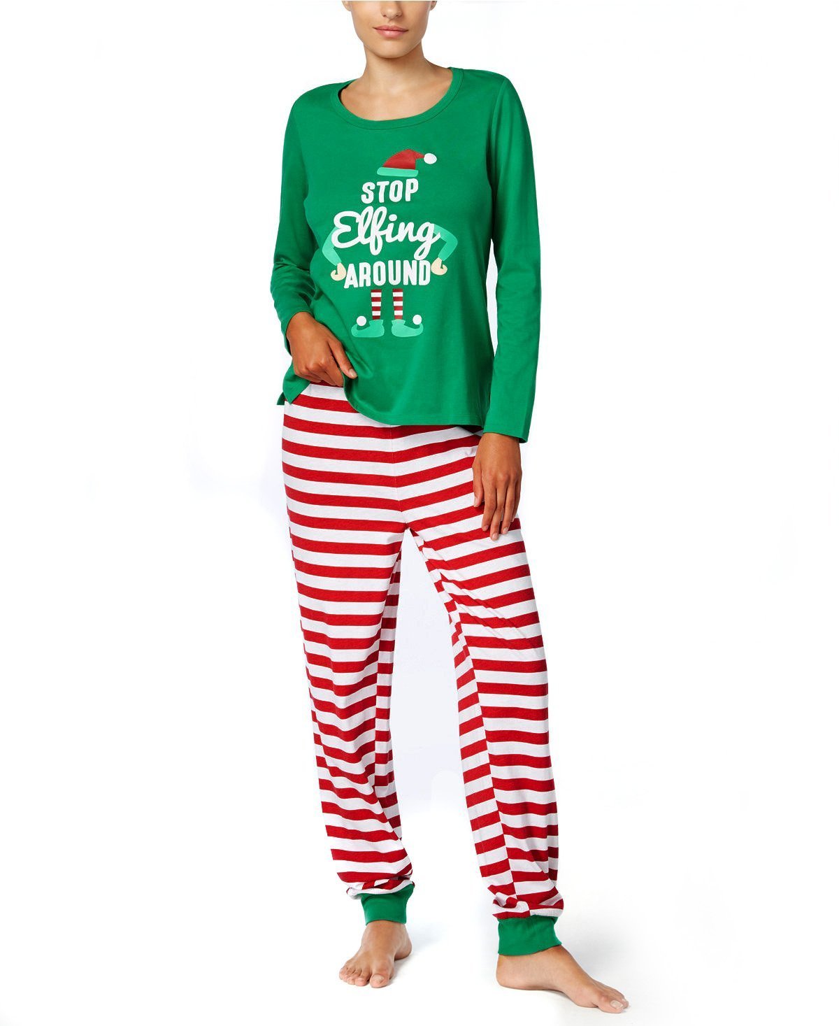 Christmas family Matching Stripe Printed Pajamas Outfits Two Pieces