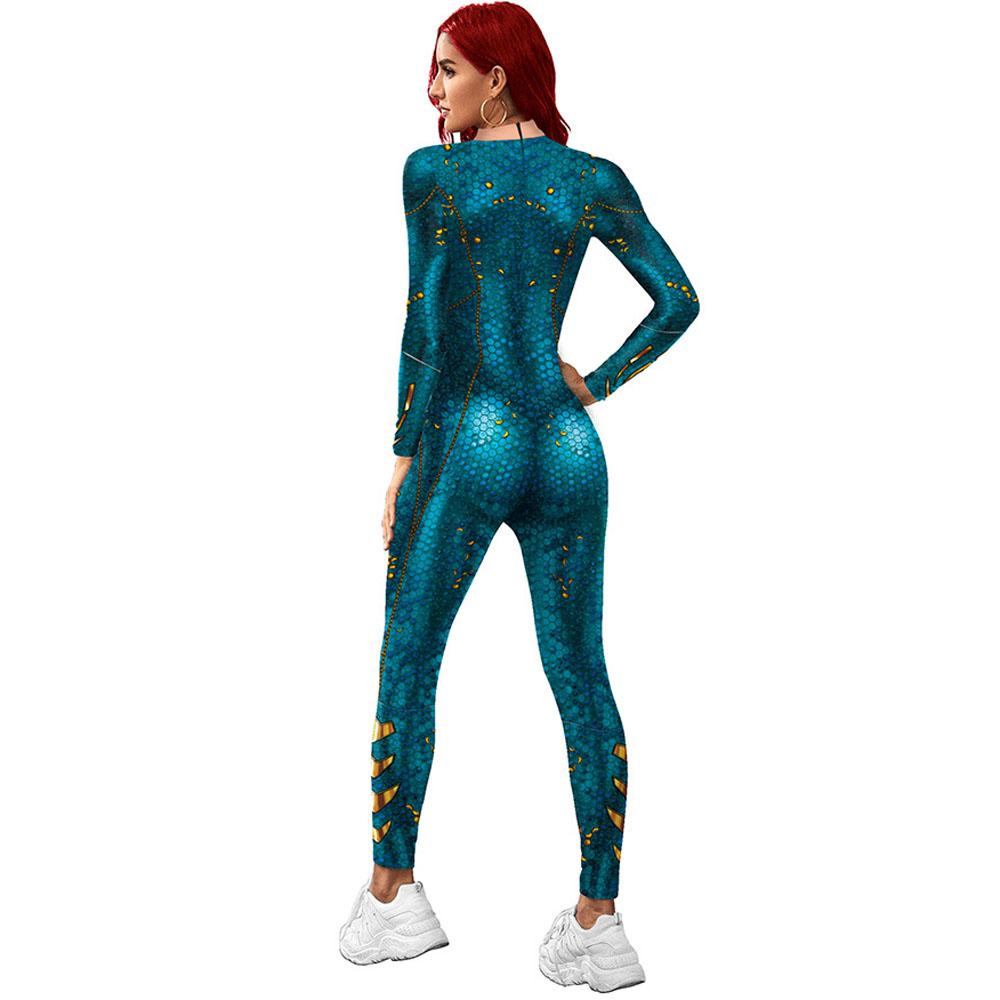 Atlanna Queen Aquaman Cosplay Costume Jumpsuit Halloween Sequined Catsuit Party Zentai