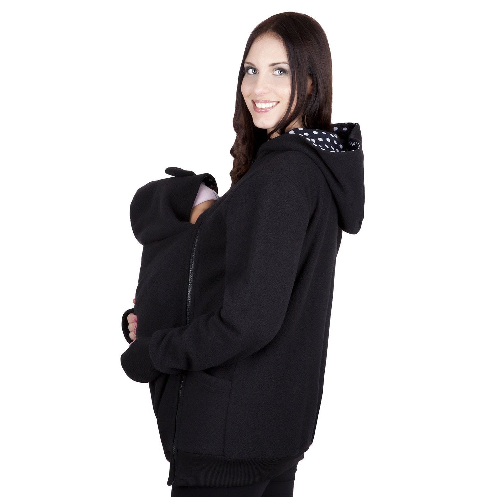 BuyKangaroo Baby Wear Warm Zipper Long Coat Jacket Hoodie for Mom Now Cheaper With 3 - 5 Days Ship - PajamasBuy