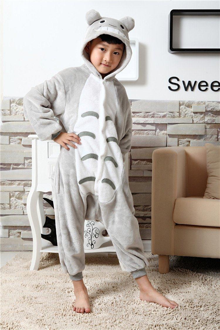 Kid Grey Totoro Kids Onesies Pajamas Winter Kigurumi Costume - Pajamasbuy