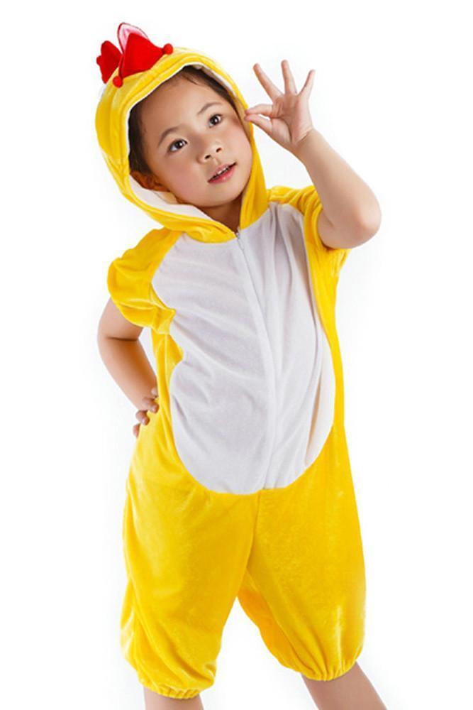 BuyKid Yellow Chicken Animal Onesie Short Sleeve Pajamas Costume Now Cheaper With 3 - 5 Days Ship - PajamasBuy