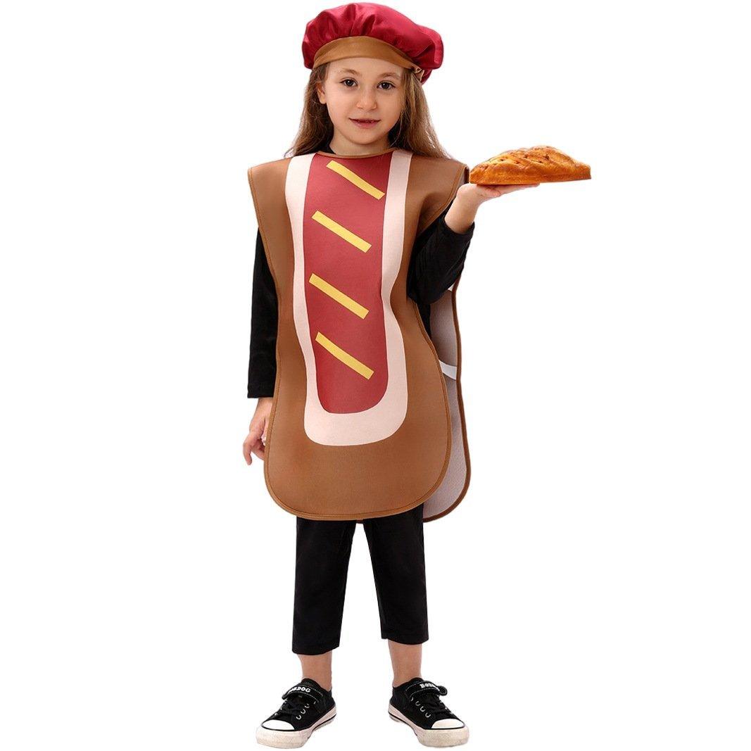 Kids Bun Hot Dog Onesie Funny Novelty Halloween Cosplay Party Costume - Pajamasbuy