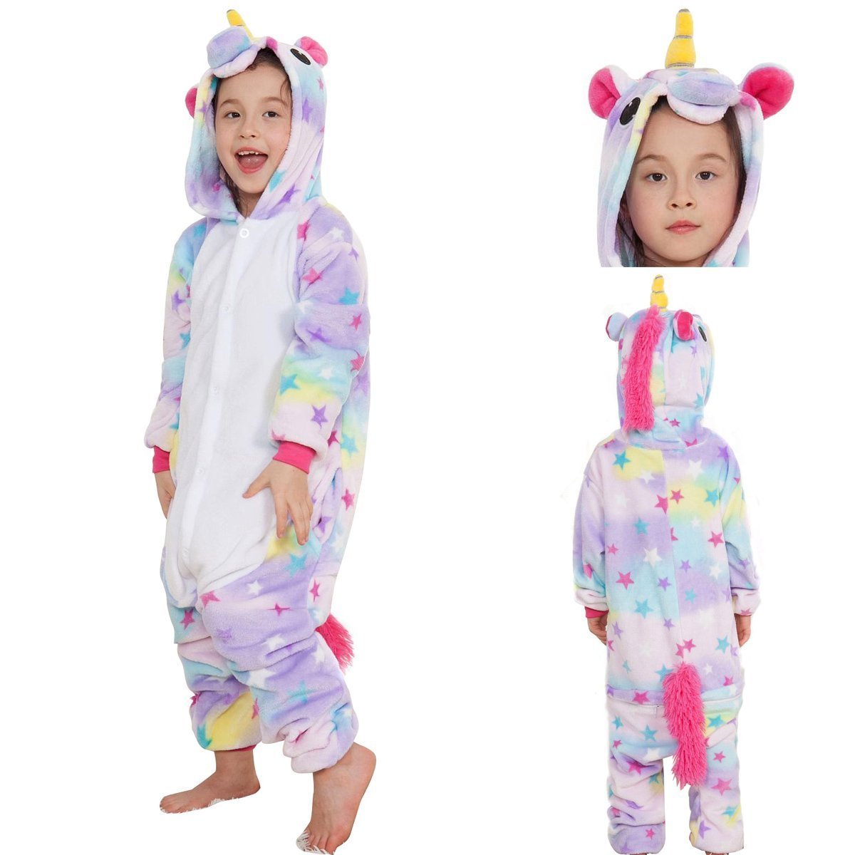 BuyKids Dreaming Star Print Unicorn Kigurumi Onesies Pajamas Now Cheaper With 3 - 5 Days Ship - PajamasBuy