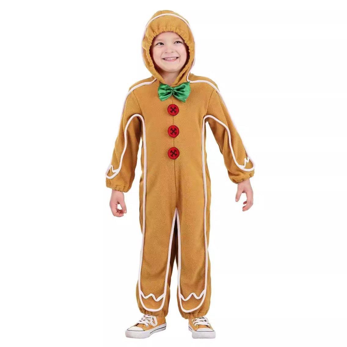 Kids' Gingerbread Man Kigurumi Onesie Cute Christmas Halloween Costume - Pajamasbuy