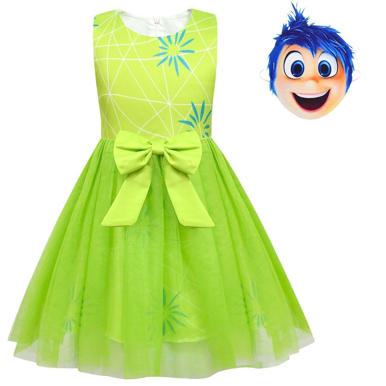 Kids' Inside Out Joy Tutu Dress Cosplay Costume Princess Gown with Bag and Mask - Pajamasbuy