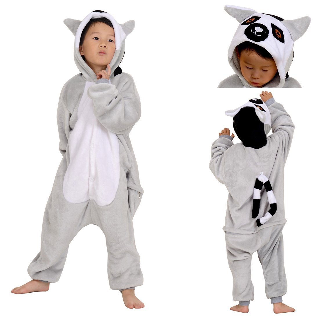 BuyKids Long Tail Lemur Kigurumi Pajamas Onesies Costume Now Cheaper With 3 - 5 Days Ship - PajamasBuy