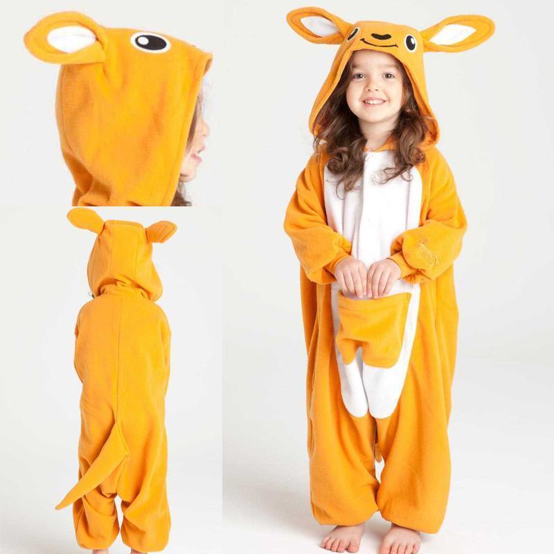 Kids Onesies Hoodie Kangaroo Animal Pajamas Kigurumi Costume - Pajamasbuy