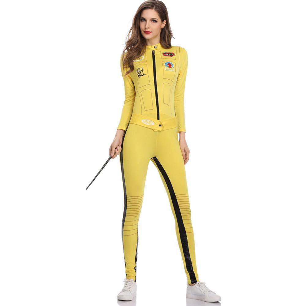 BuyKill Bill Cosplay Costume Yellow Bodycon Jumpsuit Motorcycle Night Club Racer Zentai Suits for Women Now Cheaper With 3 - 5 Days Ship - PajamasBuy