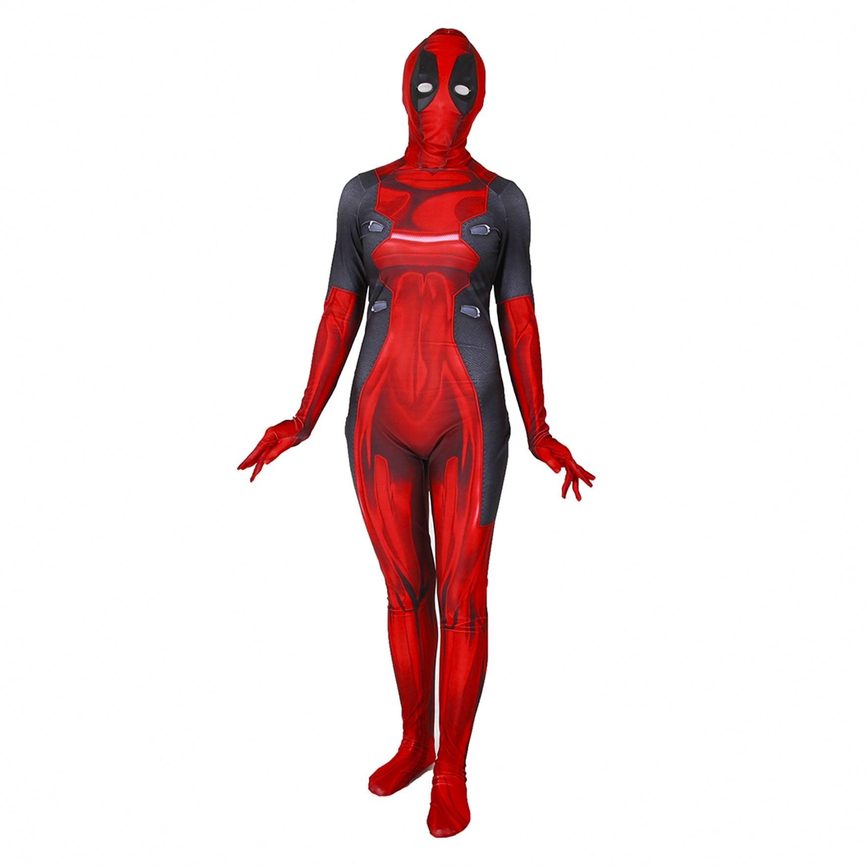 Lady and Men Kids Deadpool 3 Bodysuit Costume 2024 Deadpool Wolverine Red With Mask - Pajamasbuy