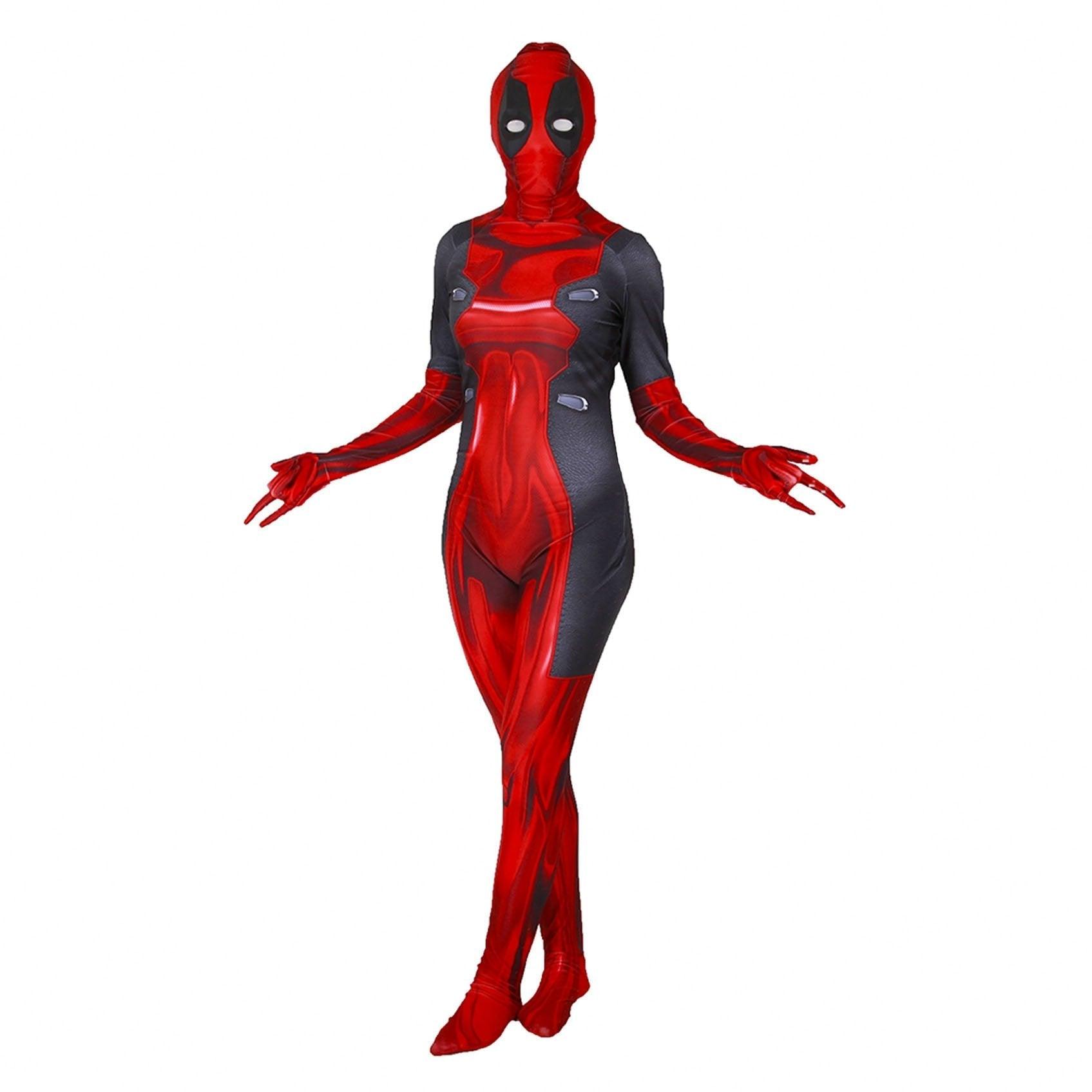 Lady and Men Kids Deadpool 3 Bodysuit Costume 2024 Deadpool Wolverine Red With Mask - Pajamasbuy