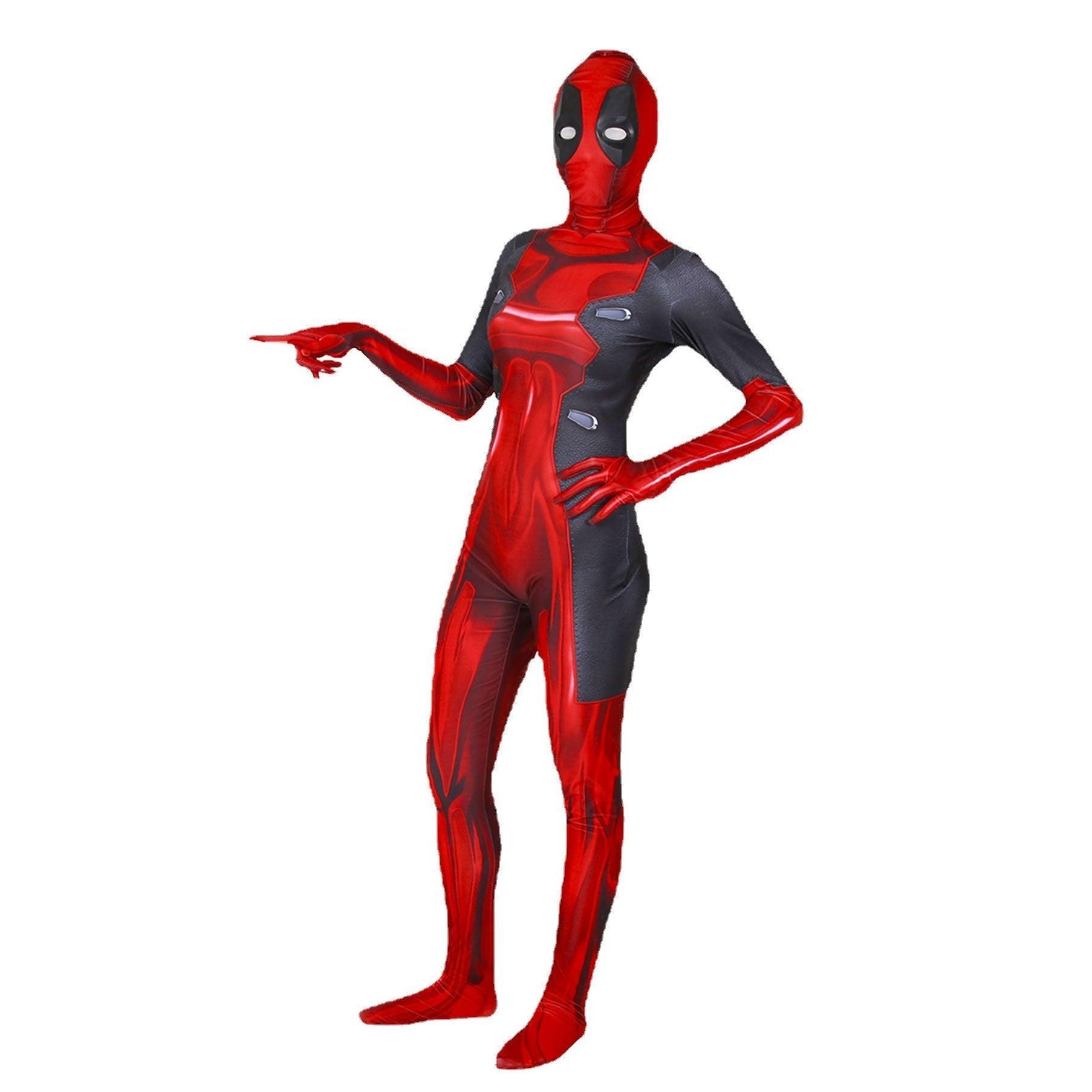 Lady and Men Kids Deadpool 3 Bodysuit Costume 2024 Deadpool Wolverine Red With Mask - Pajamasbuy