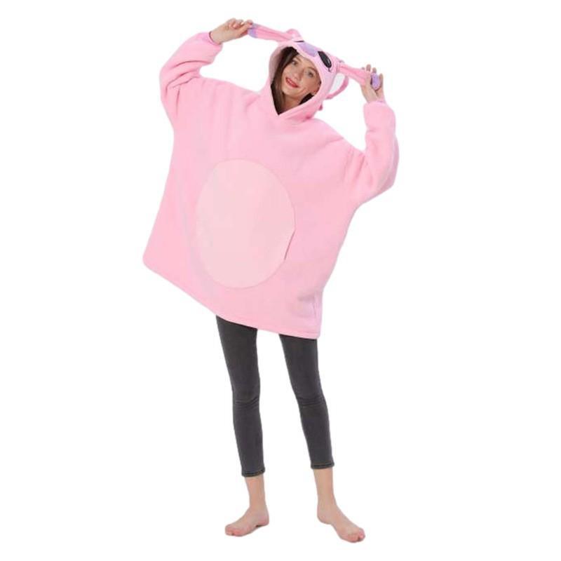 Lilo Stitch Pink Stitch Keep Warm Cosplay Costume Cozy Cartoon Lazy TV Blanket - Pajamasbuy