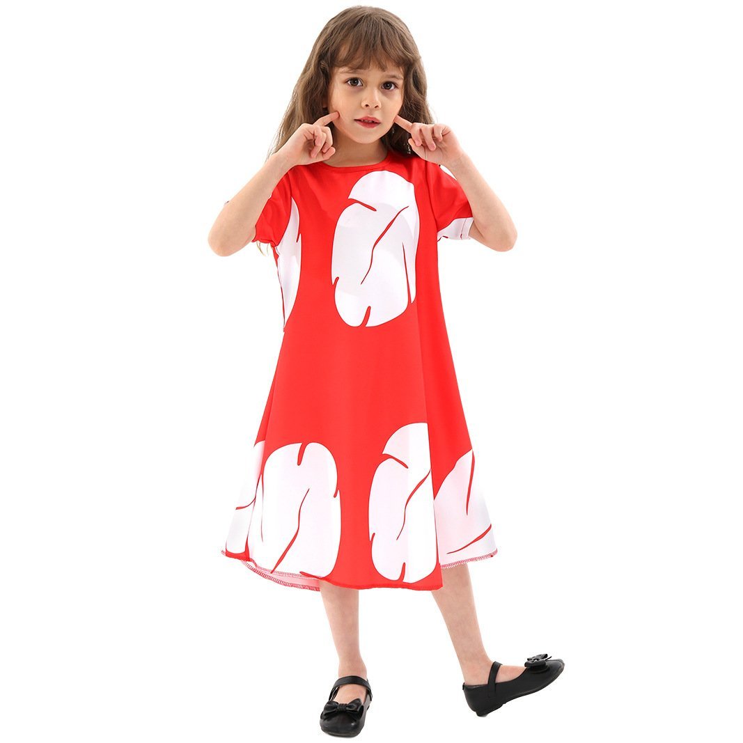 BuyLilo Stitch stage dress cosplay costume Lilo Red Dress Leaf Dress Now Cheaper With 3 - 5 Days Ship - PajamasBuy