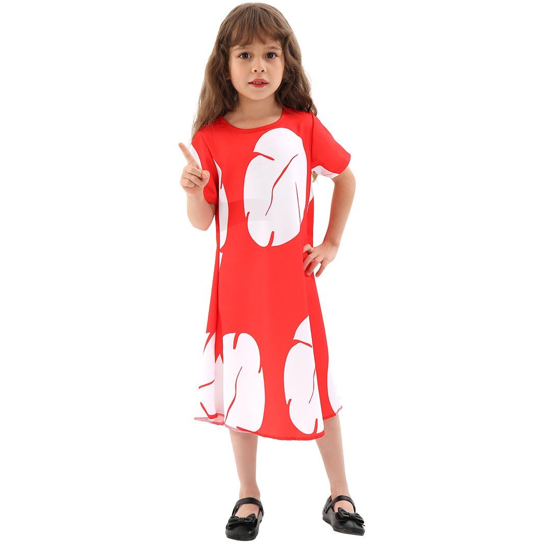 BuyLilo Stitch stage dress cosplay costume Lilo Red Dress Leaf Dress Now Cheaper With 3 - 5 Days Ship - PajamasBuy