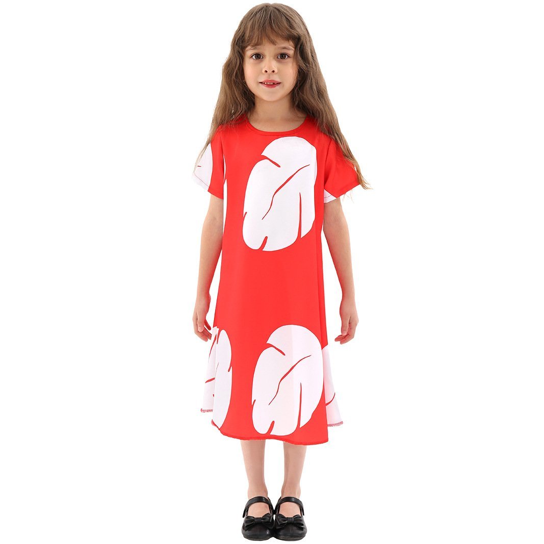 BuyLilo Stitch stage dress cosplay costume Lilo Red Dress Leaf Dress Now Cheaper With 3 - 5 Days Ship - PajamasBuy