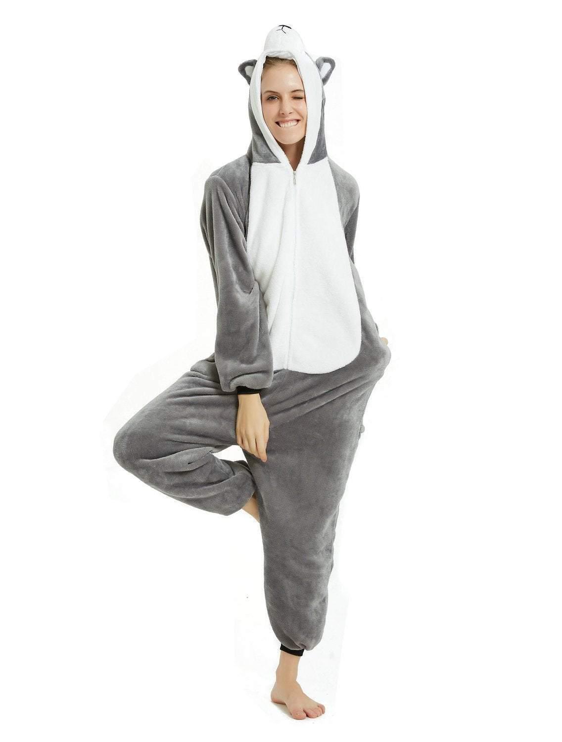 Long - haired Husky Dog Kigurumi Onesies Pajamas Costume - Pajamasbuy