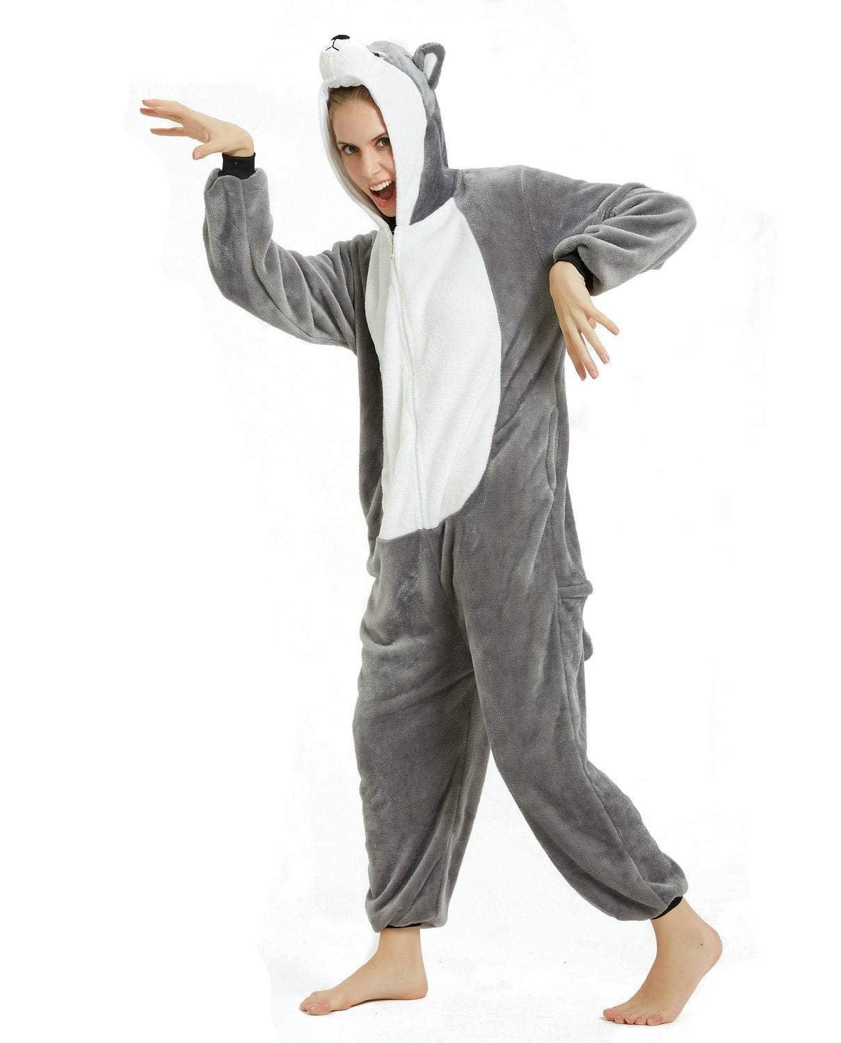 BuyLong - haired Husky Dog Kigurumi Onesies Pajamas Costume Now Cheaper With 3 - 5 Days Ship - PajamasBuy