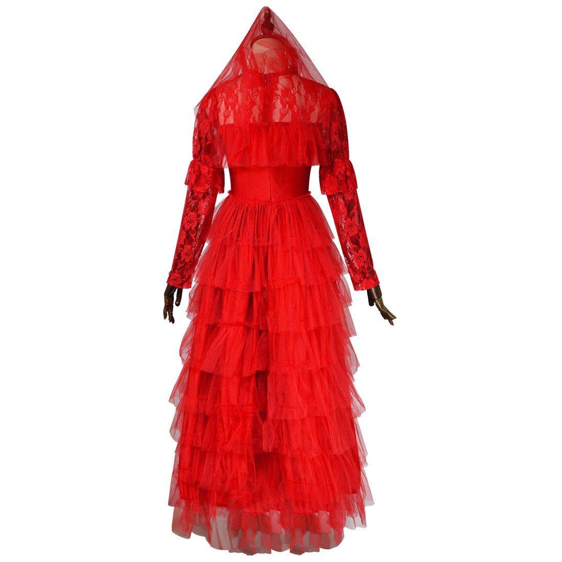 Lydia Deetz Wedding Red Dress Beetlejuice Costume For Women Halloween - Pajamasbuy