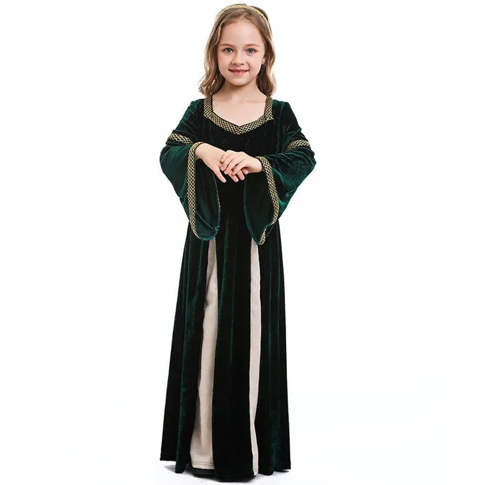 medieval fancy dress Costume Girls Children long dress with trumpet sleeves - Pajamasbuy