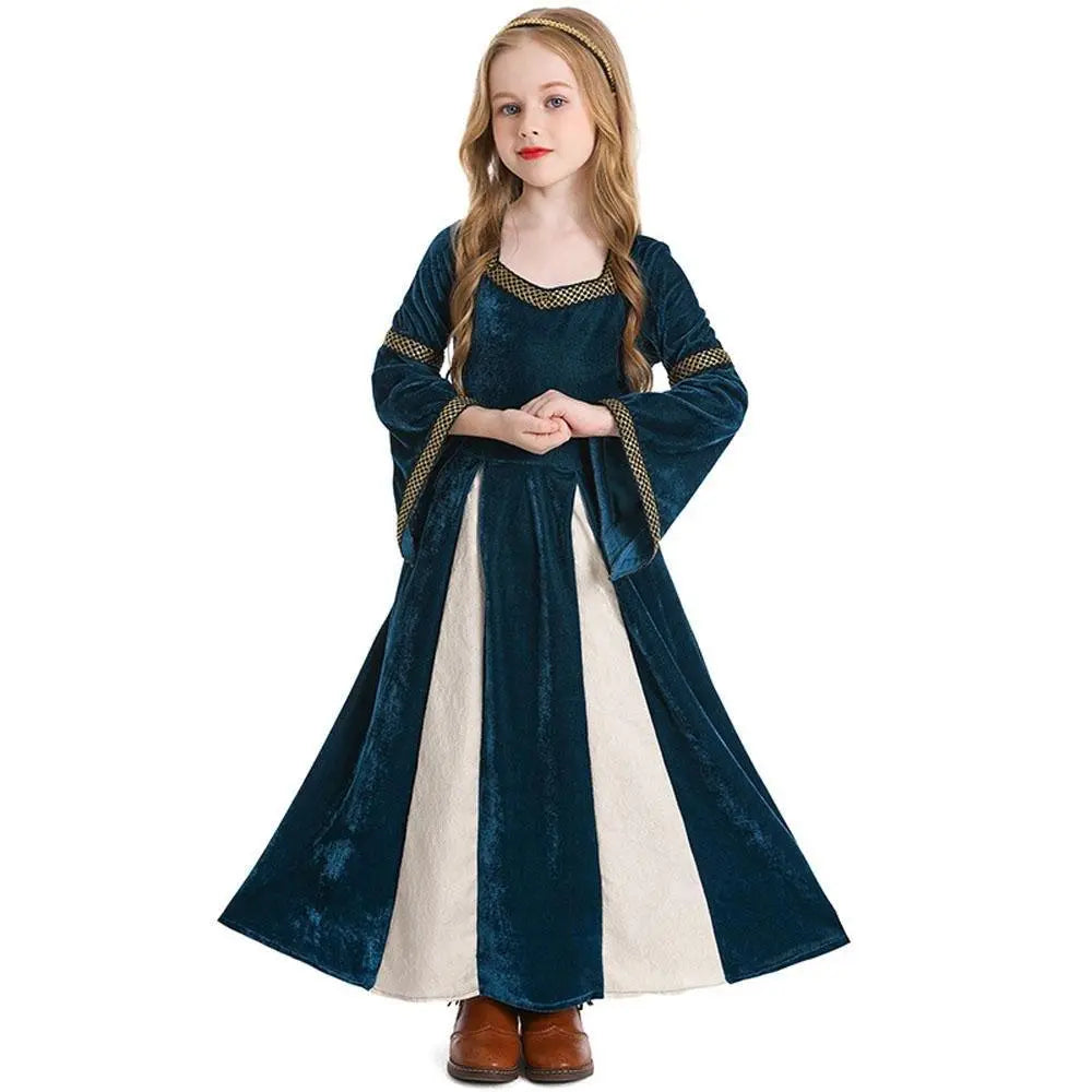 medieval fancy dress Costume Girls Children long dress with trumpet sleeves - Pajamasbuy