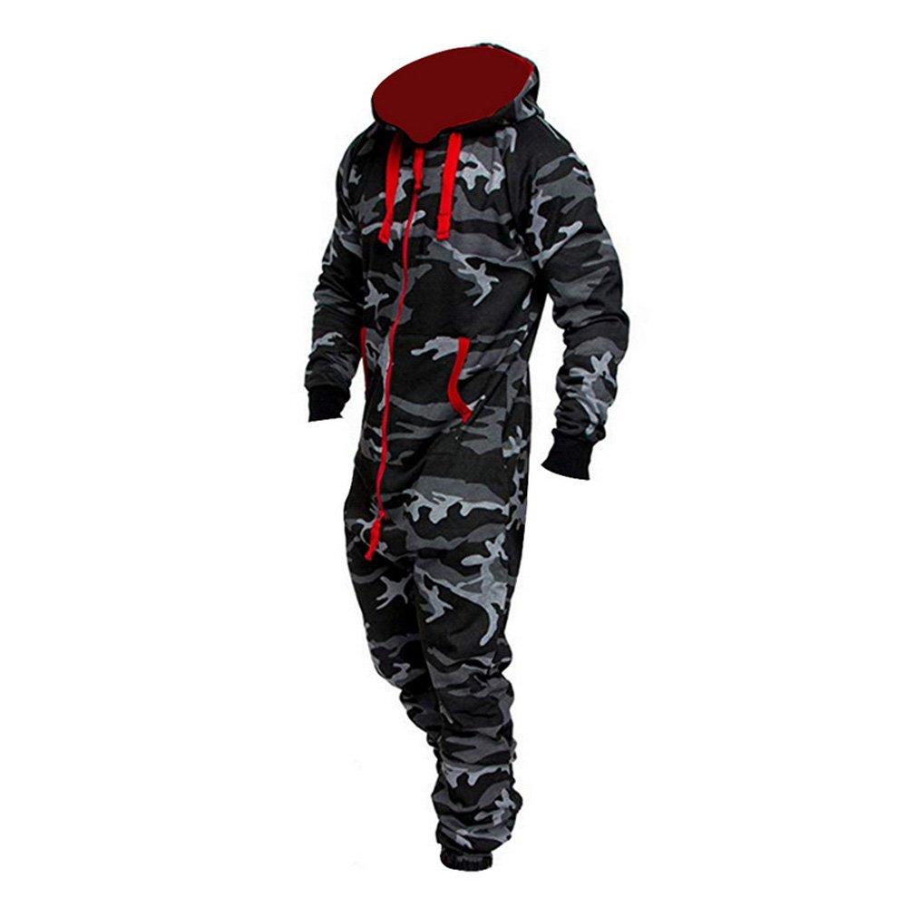 BuyMen's Christmas Hooded Zip Jumpsuit Camouflage Tracksuit with Pockets Now Cheaper With 3 - 5 Days Ship - PajamasBuy