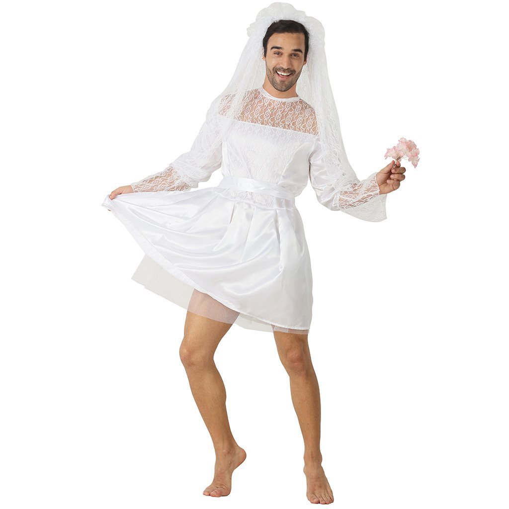 BuyMen's Wedding Dress Funny Male White Bride Costume Halloween Stag Night Party Outift Now Cheaper With 3 - 5 Days Ship - PajamasBuy