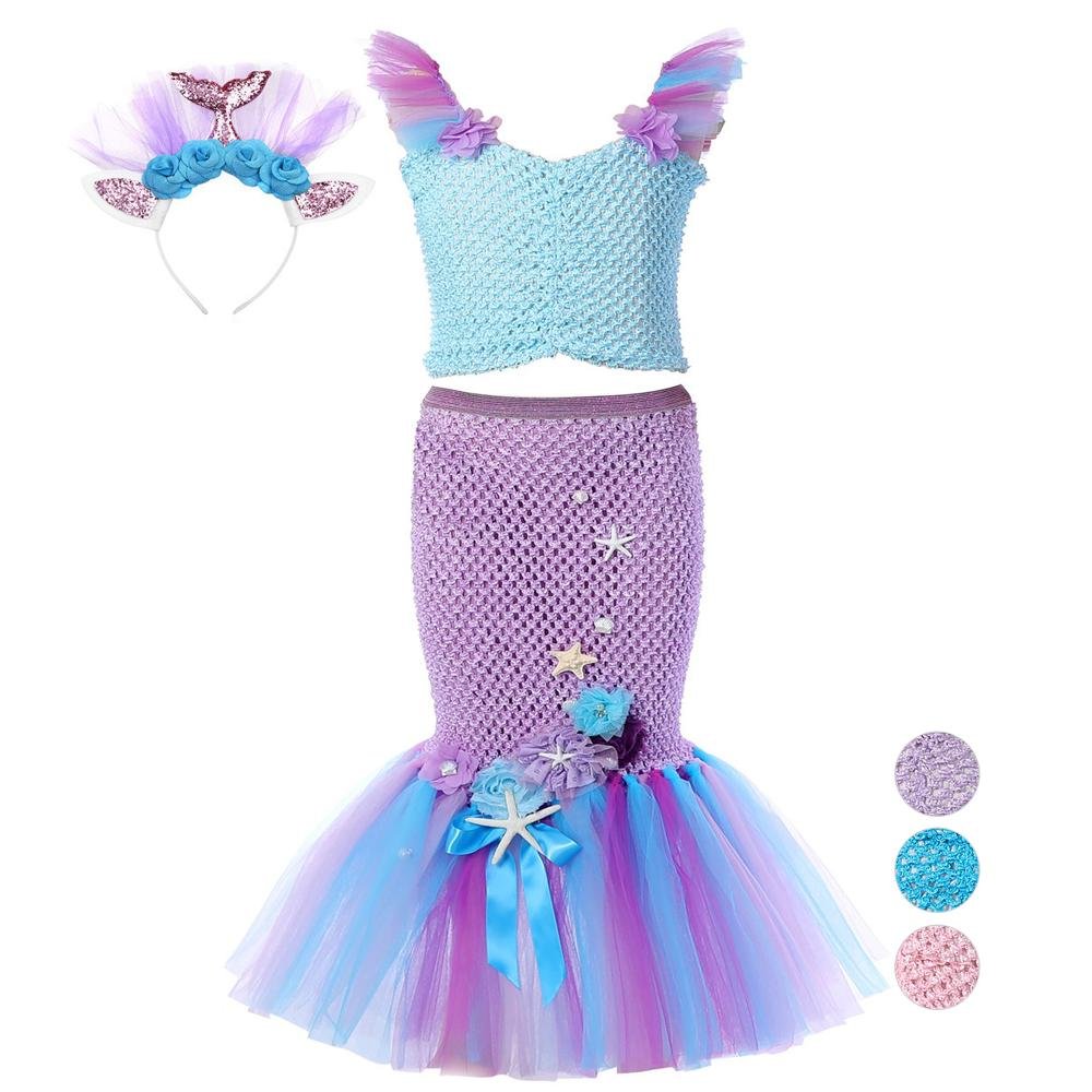 BuyMermaid Princess Costume Kids Girls Cosplay Party Tutu Dress Halloween Outfit Now Cheaper With 3 - 5 Days Ship - PajamasBuy