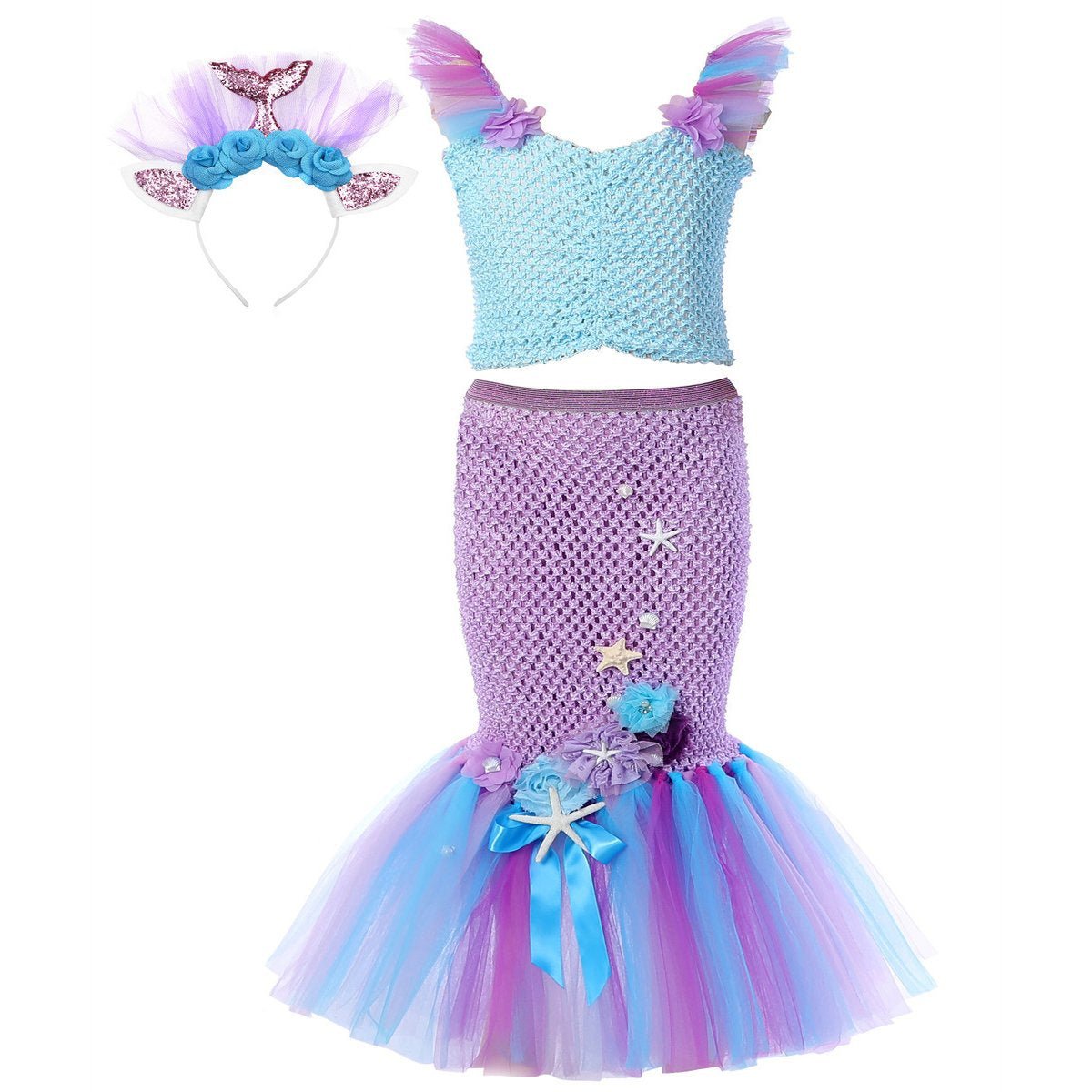 BuyMermaid Princess Costume Kids Girls Cosplay Party Tutu Dress Halloween Outfit Now Cheaper With 3 - 5 Days Ship - PajamasBuy