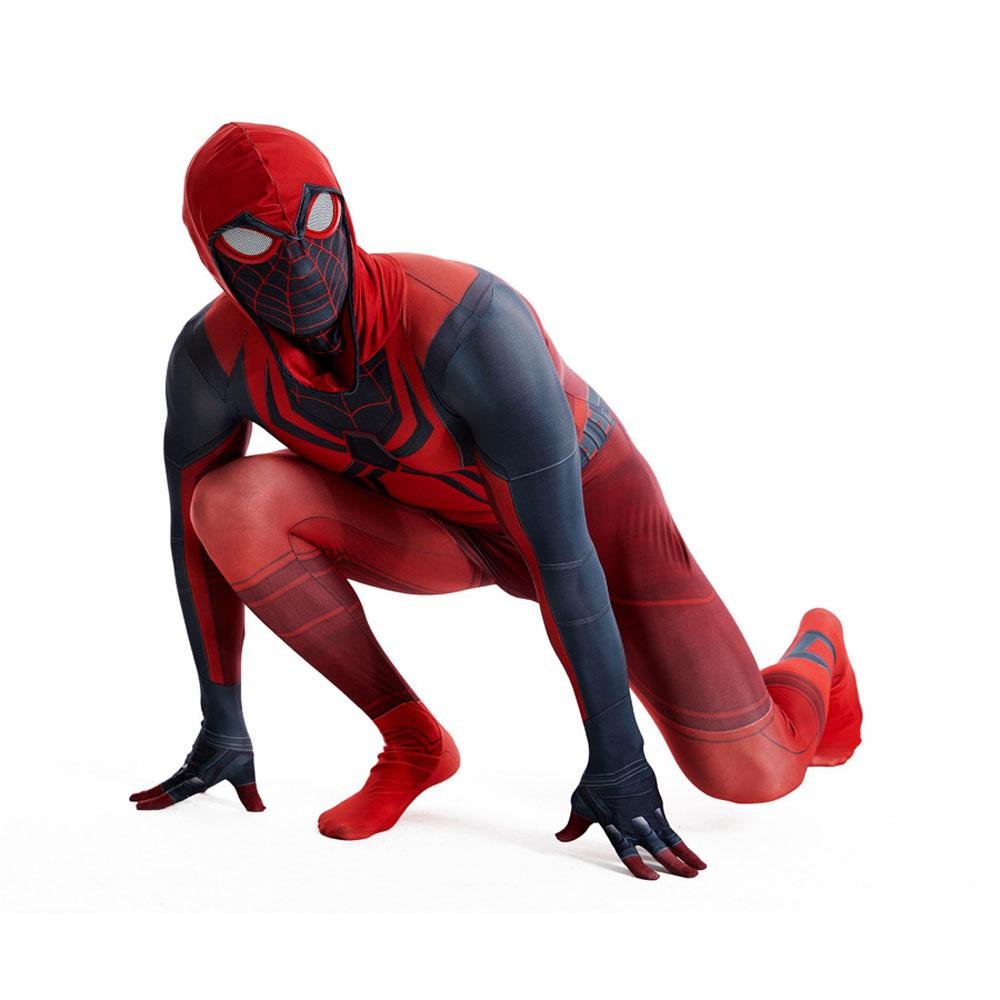 BuyMiles Morales Crimson Cowl Spider Man Costume Red Cape Halloween Cosplay for Kids and Adults Now Cheaper With 3 - 5 Days Ship - PajamasBuy