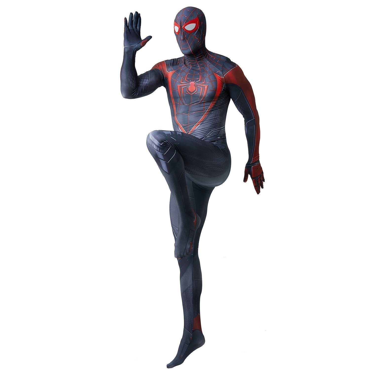 BuyMiles Morales Spider - Man 2 Black Cosplay Jumpsuit for Adults and Kids Now Cheaper With 3 - 5 Days Ship - PajamasBuy