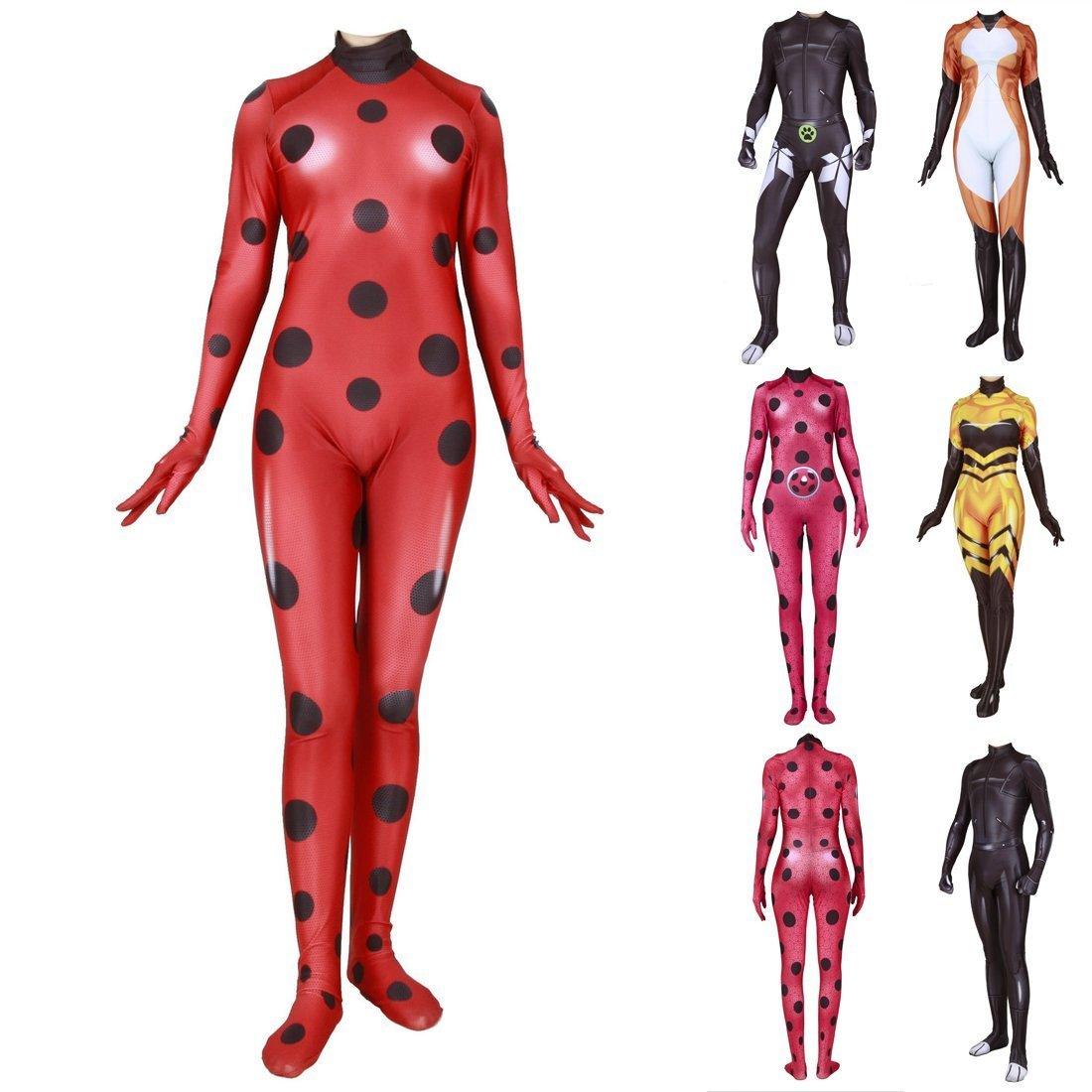 Miraculous Ladybug Cat Noir Fox Bee Red Jumpsuit Cosplay Costume for Adult Kids - Pajamasbuy