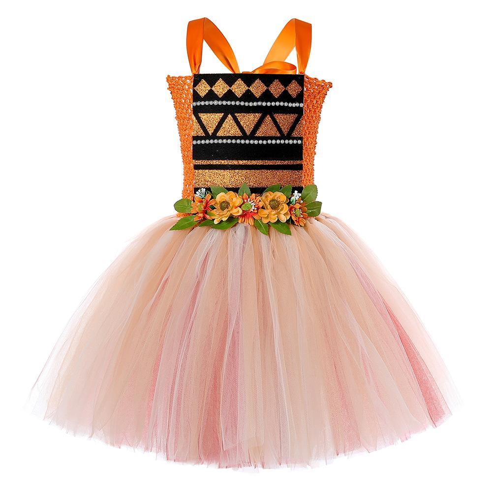 Movie Moana Princess Dress Sweet Flower Fairy dress party runway dress - Pajamasbuy