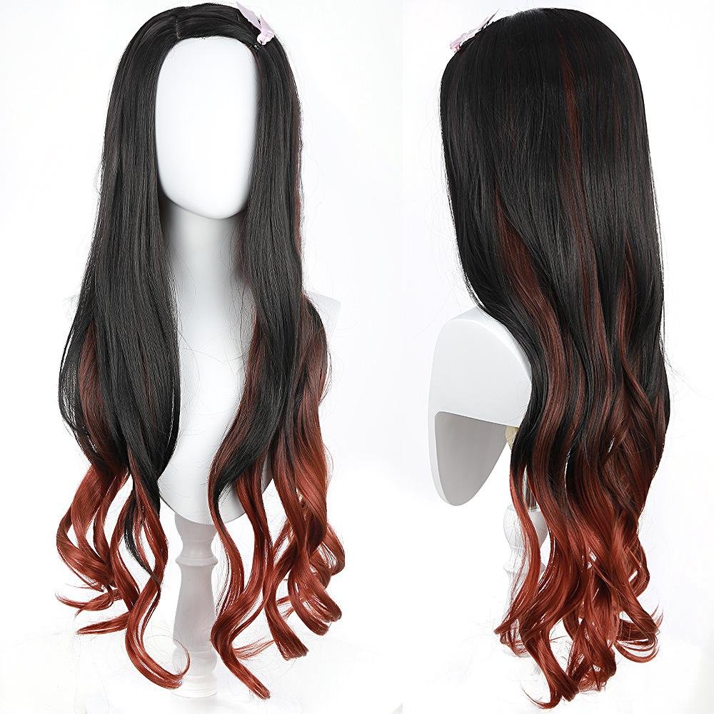 BuyNezuko Kamado wig Demon Slayer Black gradient orange Long Curly Cosplay Wigs Now Cheaper With 3 - 5 Days Ship - PajamasBuy